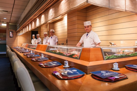 The sushi bar at Hatsuhana