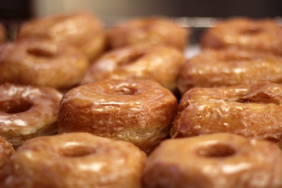 A tray of croissant donuts at The Donut Pub