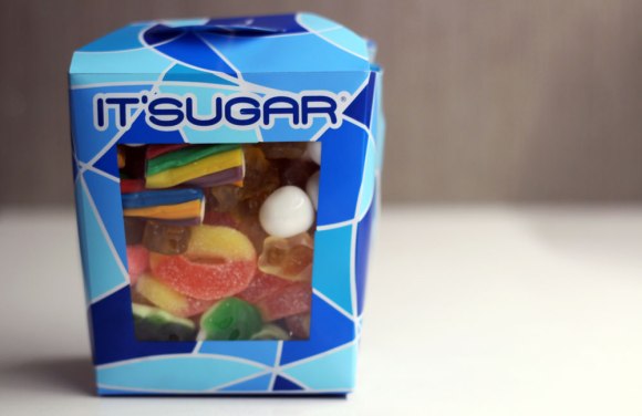 A price-fixed container of candy from IT'SUGAR