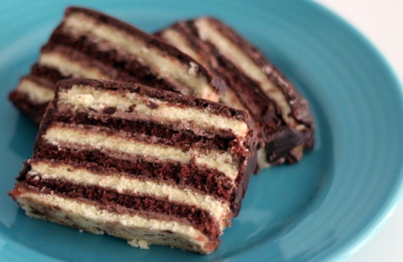 A few slices of a Stern's seven-layer cake