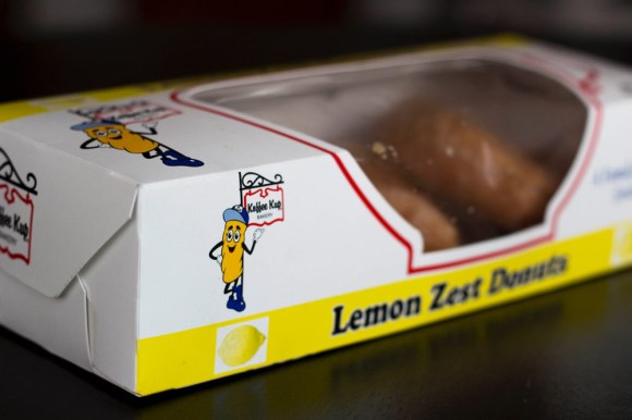 A box of Koffee Kup's lemon zest donuts