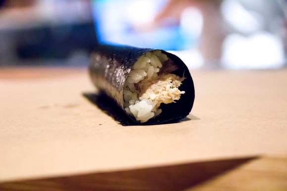A crab hand roll from KazuNori